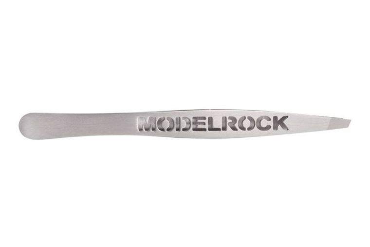 Tweezer Slanted Premium - 'MODELROCK LOGO' - Stainless Steel