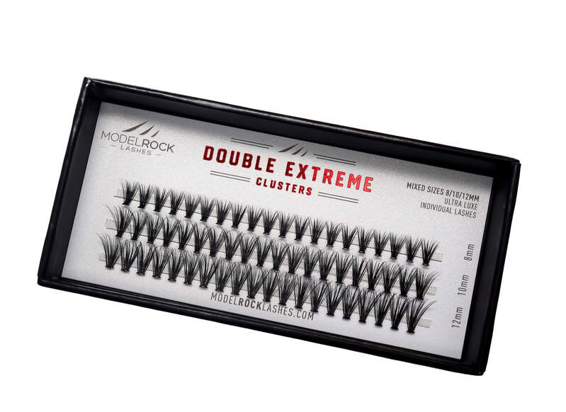 Ultra Luxe Individual Lashes - 'MIXED LENGTHS' - *DOUBLE EXTREME* - 40 / Hairs - 8mm / 10mm / 12mm - 60 Clusters / Pk