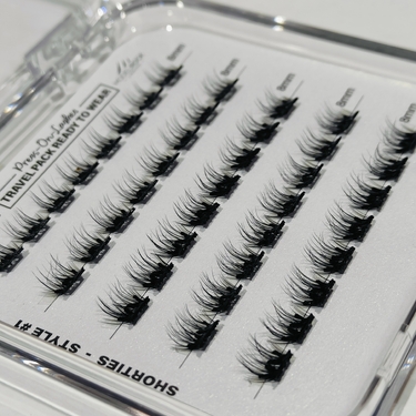 READY to WEAR Pre-Glued Cluster Lashes TRAVEL EDITION - Style #1 SHORTIES - 40pk - SHORT 8mm Clusters