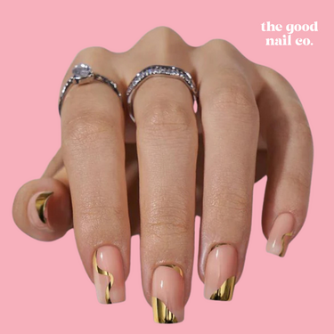 THE GOOD NAIL CO - Press-On Gel Nail Kit - GOLDEN FOIL - Short Square