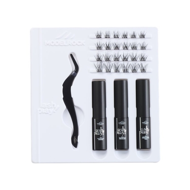 LASH PLAY - DIY STARTER KIT - The Glam Kit - Style  ONE - 24 x Clusters + Bond-Sealer-Remover Gel-Lash Applicator