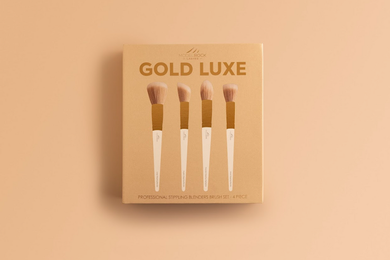 GOLD LUXE - Professional Stippling Blender Brush Set - 4 piece