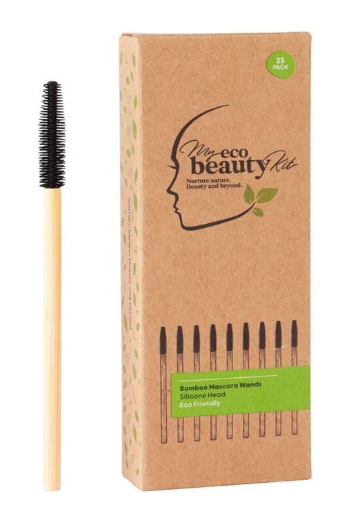 MY ECO BEAUTY KIT - Bamboo Disposable Mascara Wands - Silicone head 25pk
