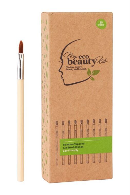 MY ECO BEAUTY KIT - Bamboo Disposable Tapered Lip Brush Wands 25pk