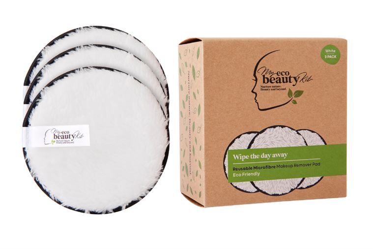 MY ECO BEAUTY KIT - RE-USEABLE MAKEUP REMOVER PAD - 'WHITE' Microfibre 3pk