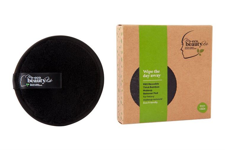 MY ECO BEAUTY KIT - 'PRO' RE-USABLE 'THICK BAMBOO'  MAKEUP REMOVER PAD - For 'Heavy Makeup Removal'  -  'BLACK 1pk'
