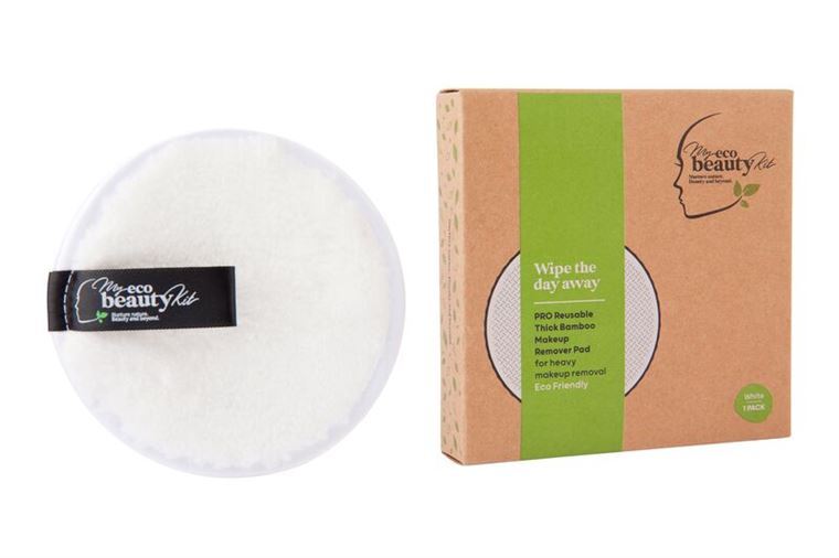 MY ECO BEAUTY KIT - 'PRO' RE-USABLE 'THICK BAMBOO'  MAKEUP REMOVER PAD - For 'Heavy Makeup Removal'  -  'WHITE 1pk'