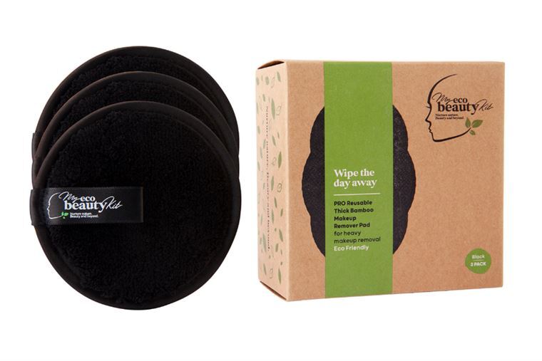 MY ECO BEAUTY KIT - 'PRO' RE-USABLE 'THICK BAMBOO'  MAKEUP REMOVER PAD - For 'Heavy Makeup Removal'  -  'BLACK 3pk'
