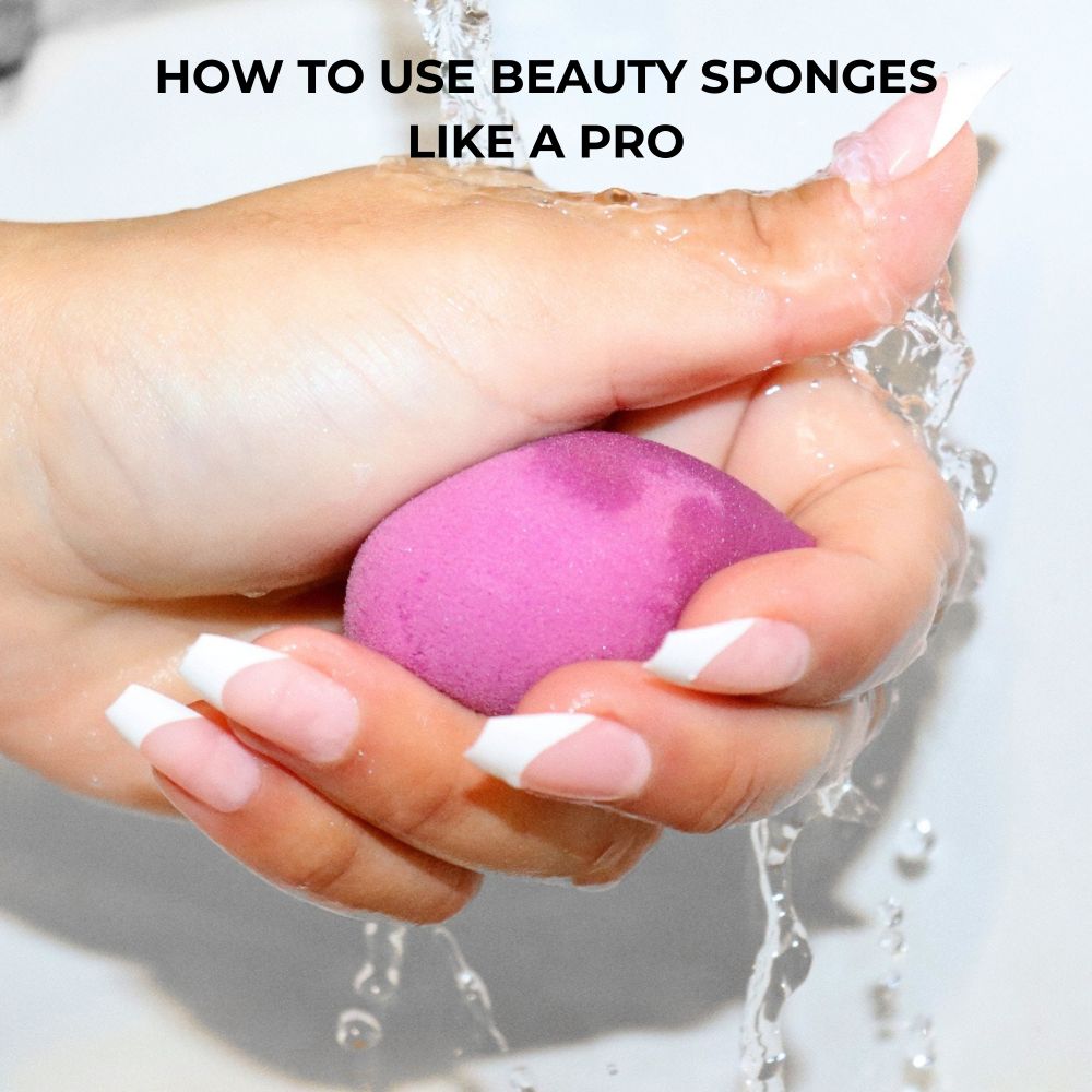 Hand cleaning pink beauty sponge
