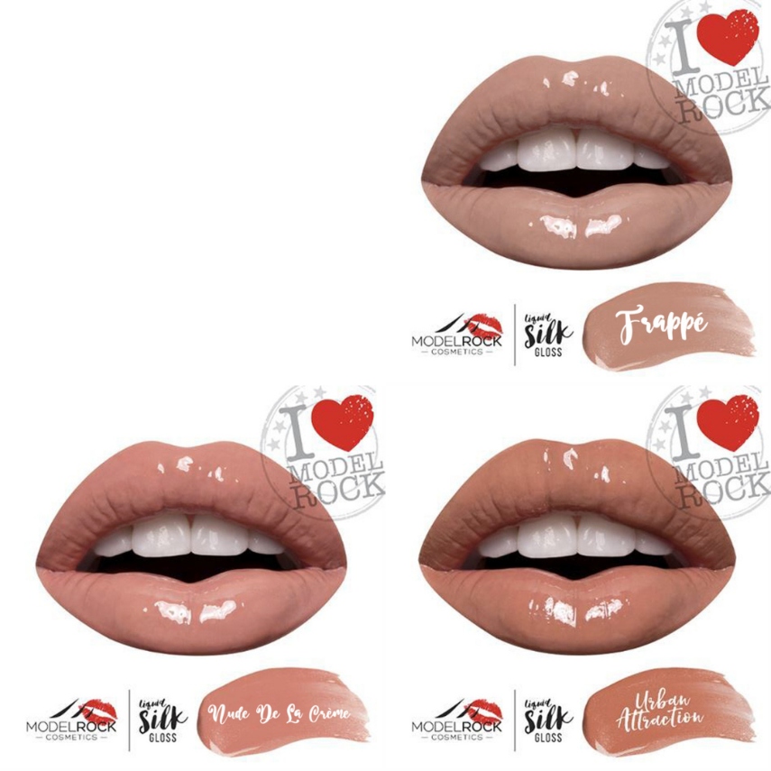 Lips with brown non-sticky lip glosses