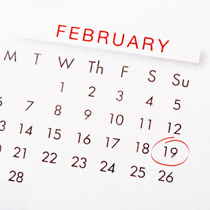 Calendar shows February 19th