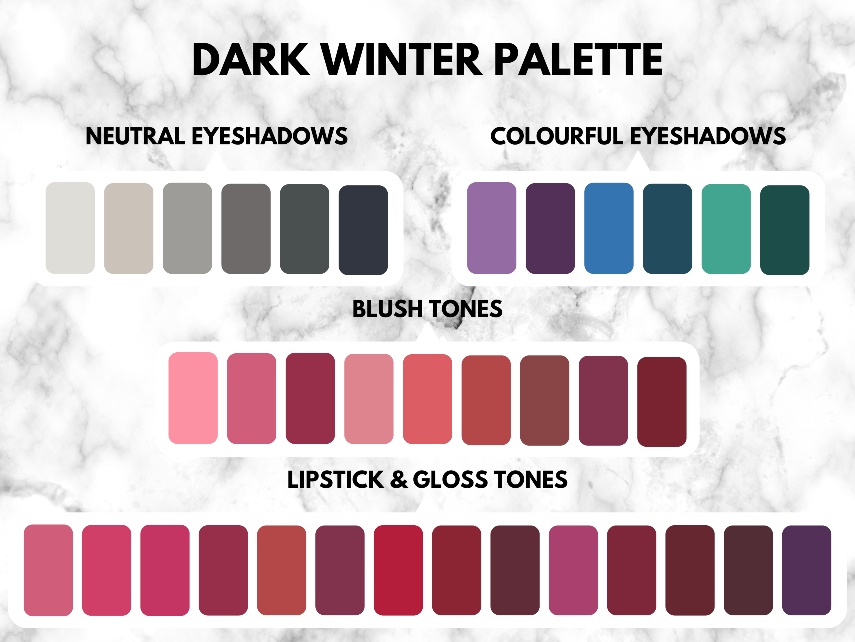 Dark winter eyeshadow and lipstick palettes from Modelrock