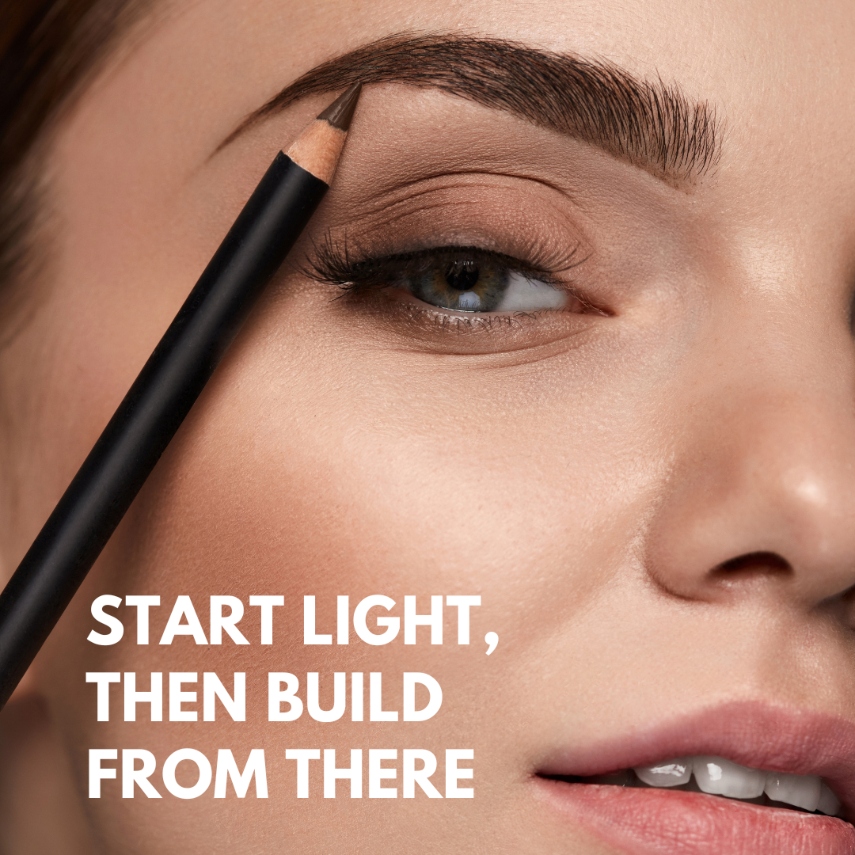 Girl's face and Modelrock eyebrown pencil