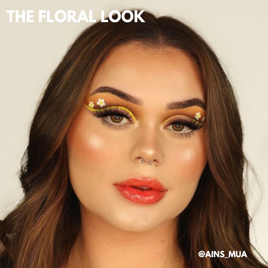 Girl's face with floral makeup look from Modelrock