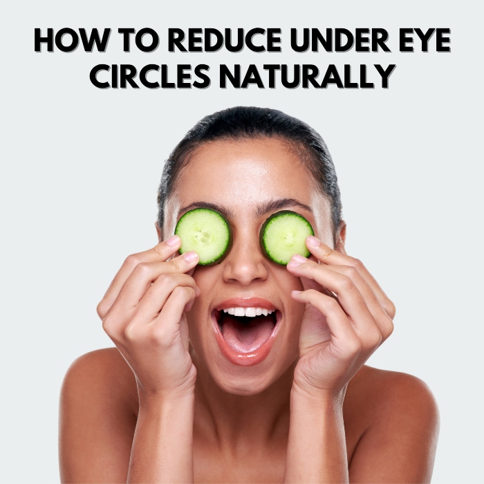 Girl's face with cucumber on her eyes