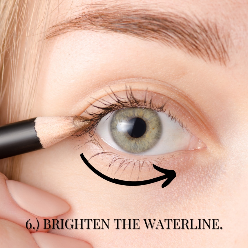 A girl using a nude eye pencil