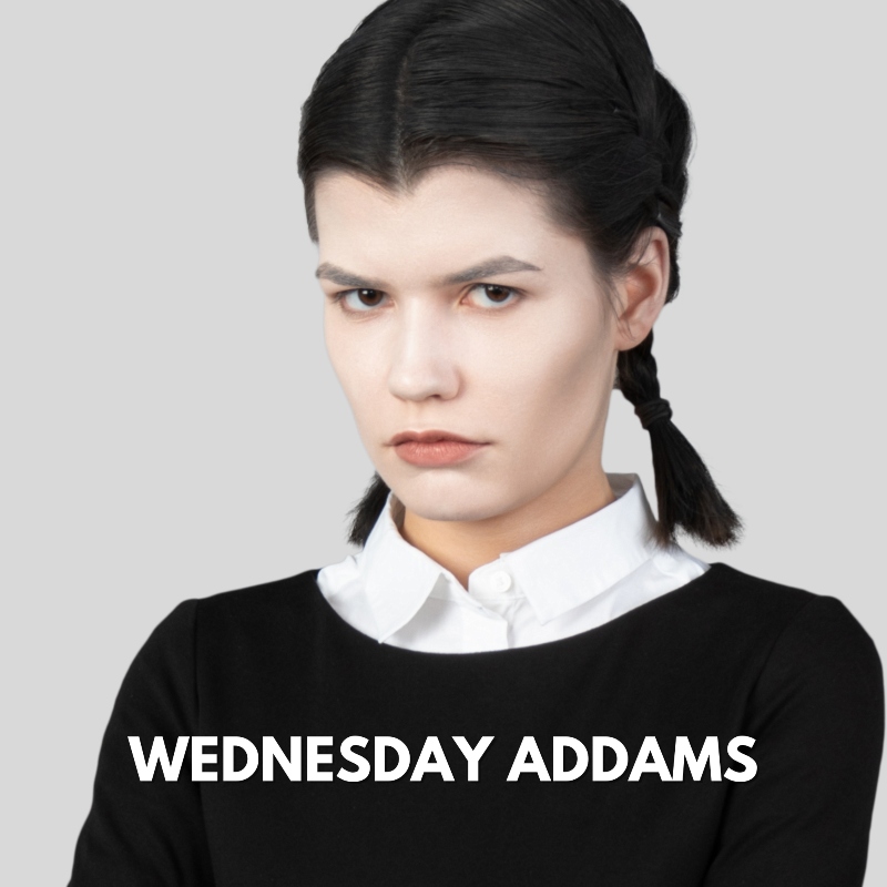 A girl wearing Halloween makeup look - Wednesday Addams