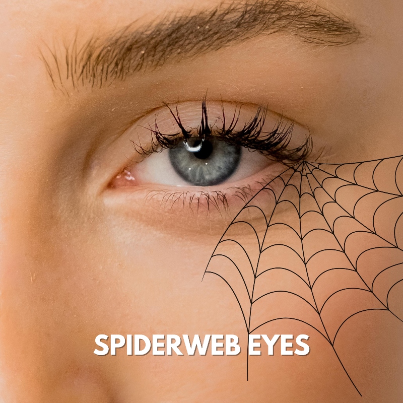 An eye with Spiderweb eyes makeup look for Halloween - Modelrock