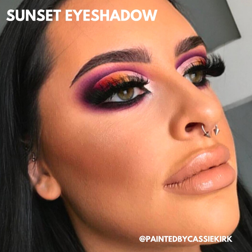 Sunset eyeshadow makeup on girl's face