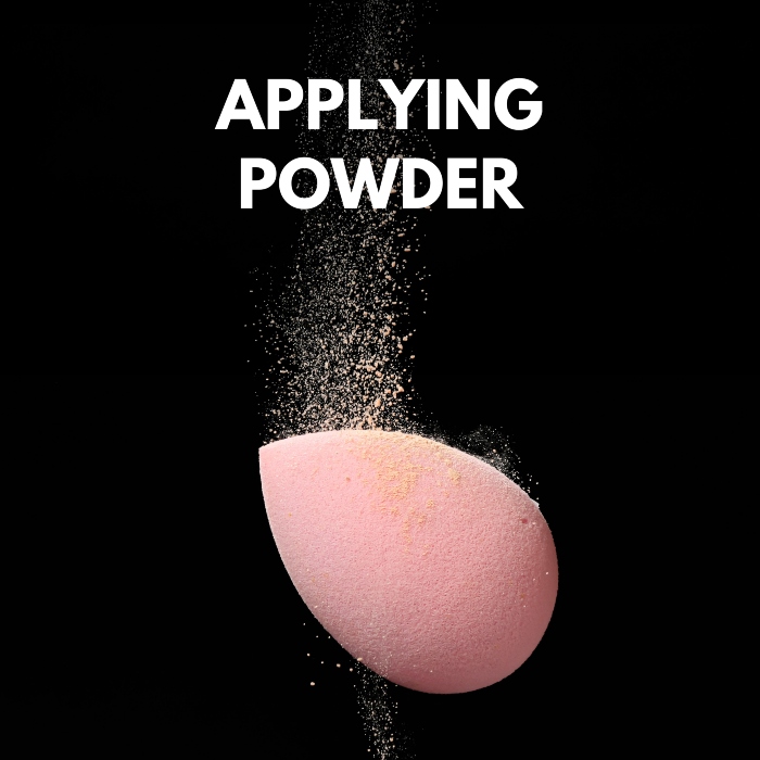 Applying powder on pink base maker sponge - Modelrock