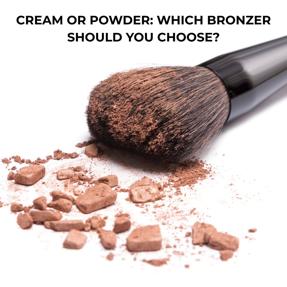 Powder bronzer on a makeup brush
