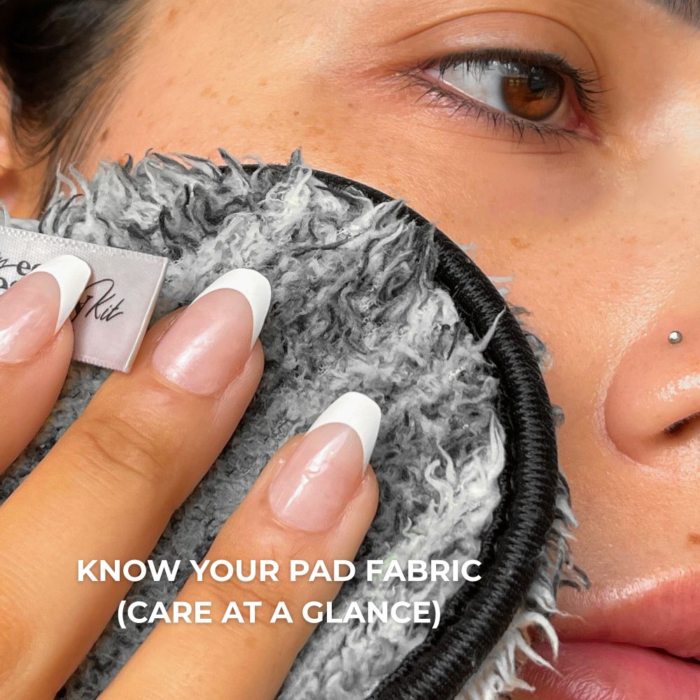 Lady wiping face with reusable makeup pad.