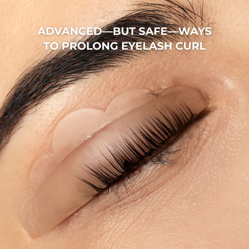Closed eye with curled lashes