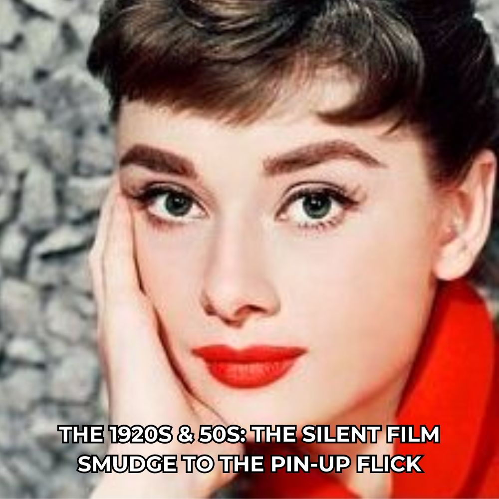 Lady with short black hair and red lipstick