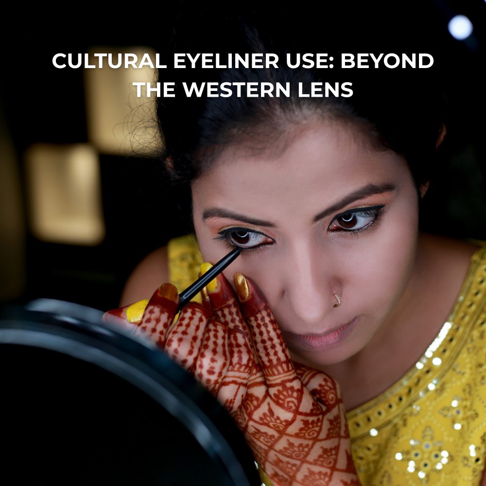 Lady applying eyeliner to her eyes