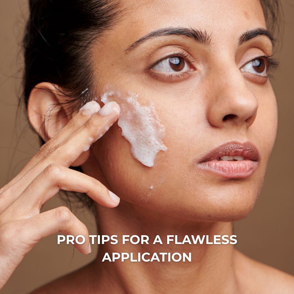 Lady applying cream to face