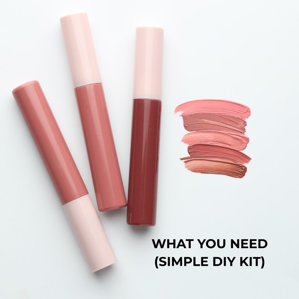 Lip gloss colours laying flat on a table