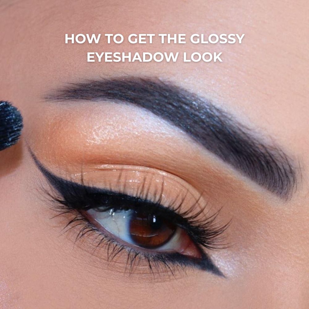 Eye makeup and text how to get the glossy eyeshadow look