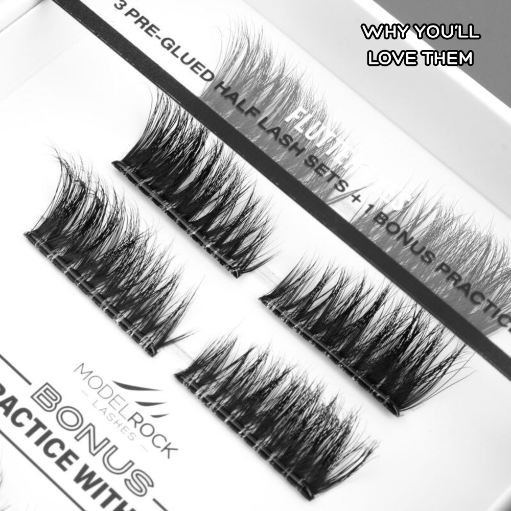 Press-on half lashes with a stretch band - why you'll love them.