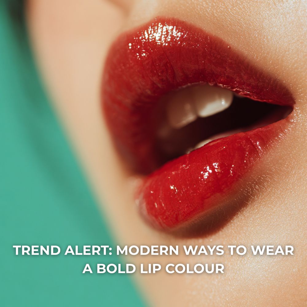 Close up of shiny red lips