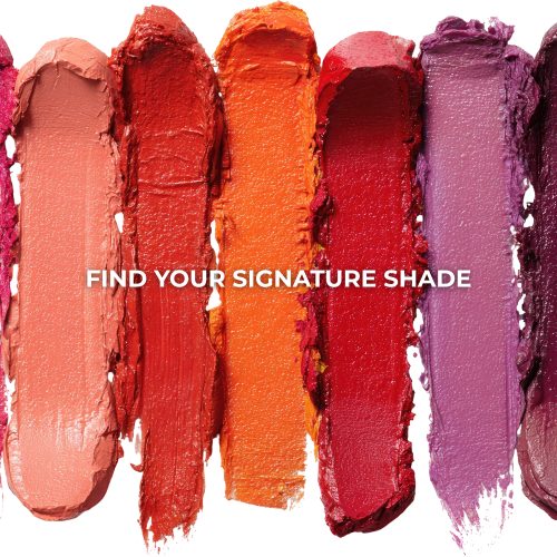 Smushed lipstick colours in a row