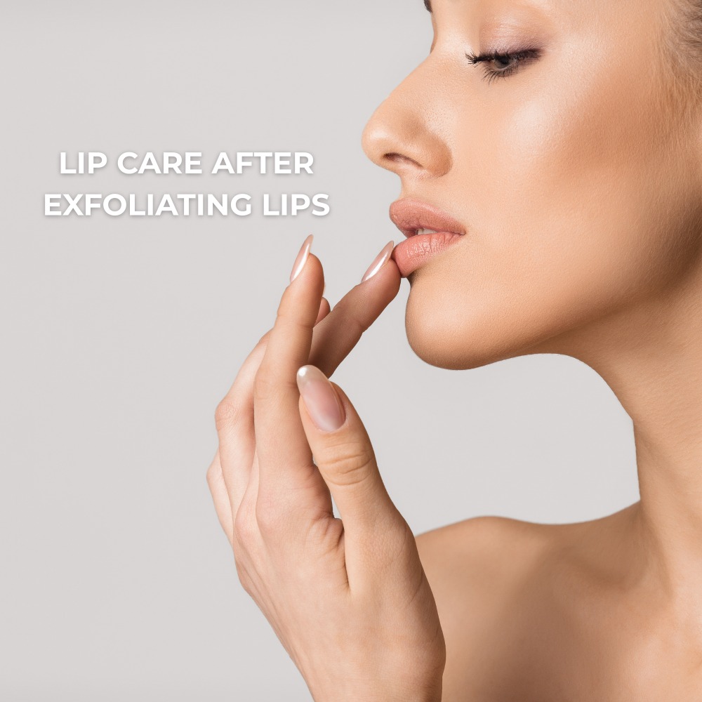 Lip care after exfoliating lips.