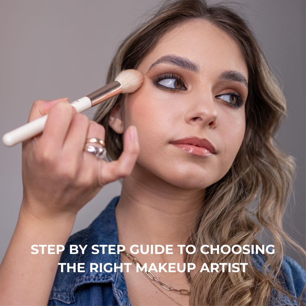 Lady looking away with makeup being applied