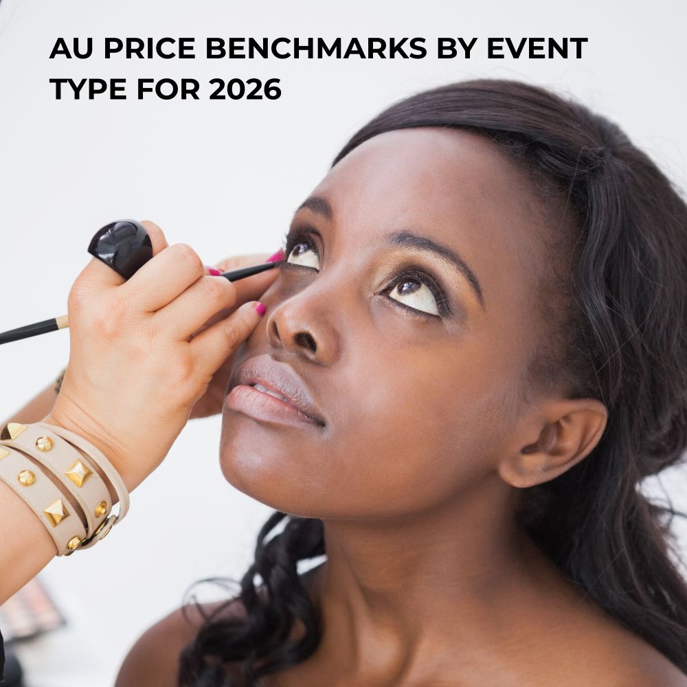 Lady looking up and applying makeup under eye