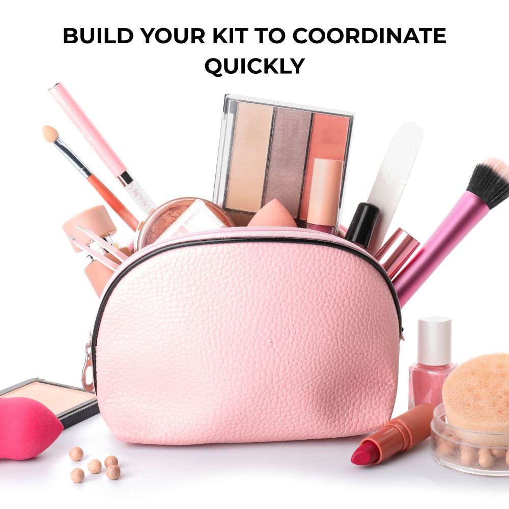 Pink makeup bag and kit