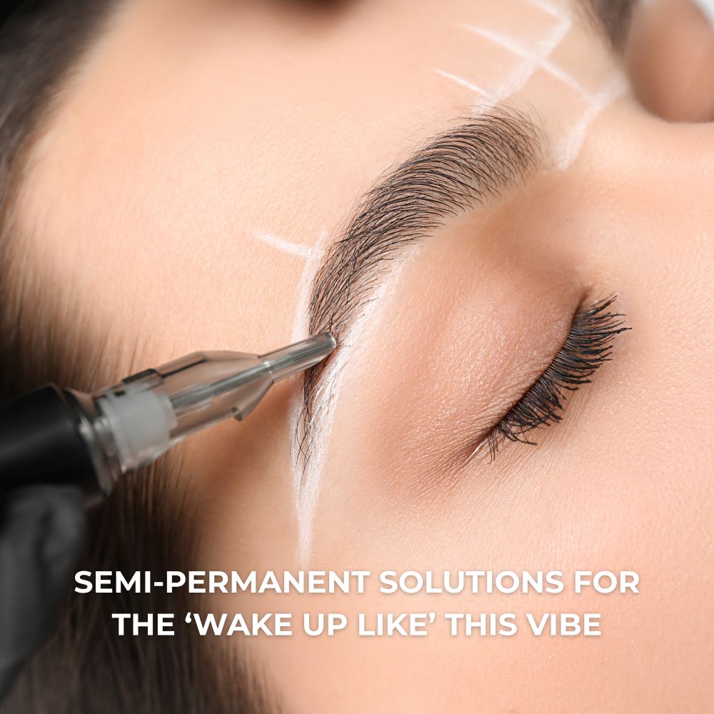 Eyebrows being lined up