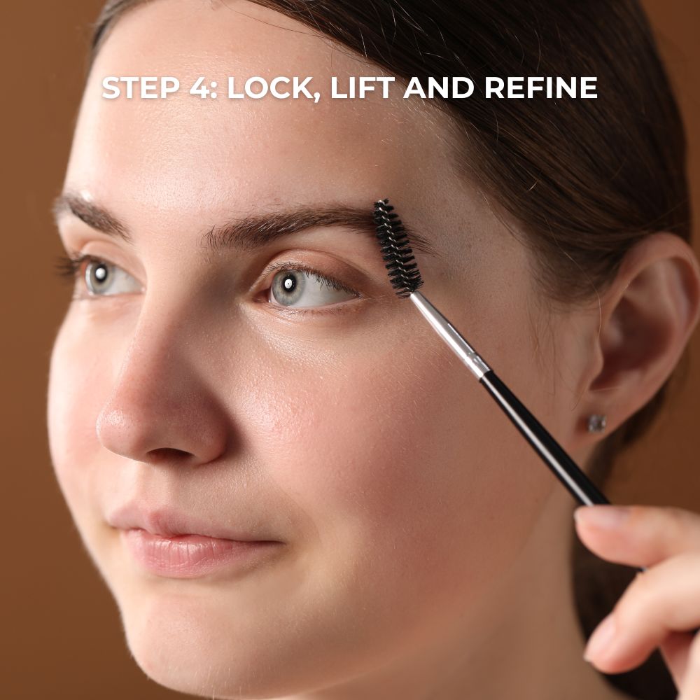 Step 4: girl applying eyebrow gel