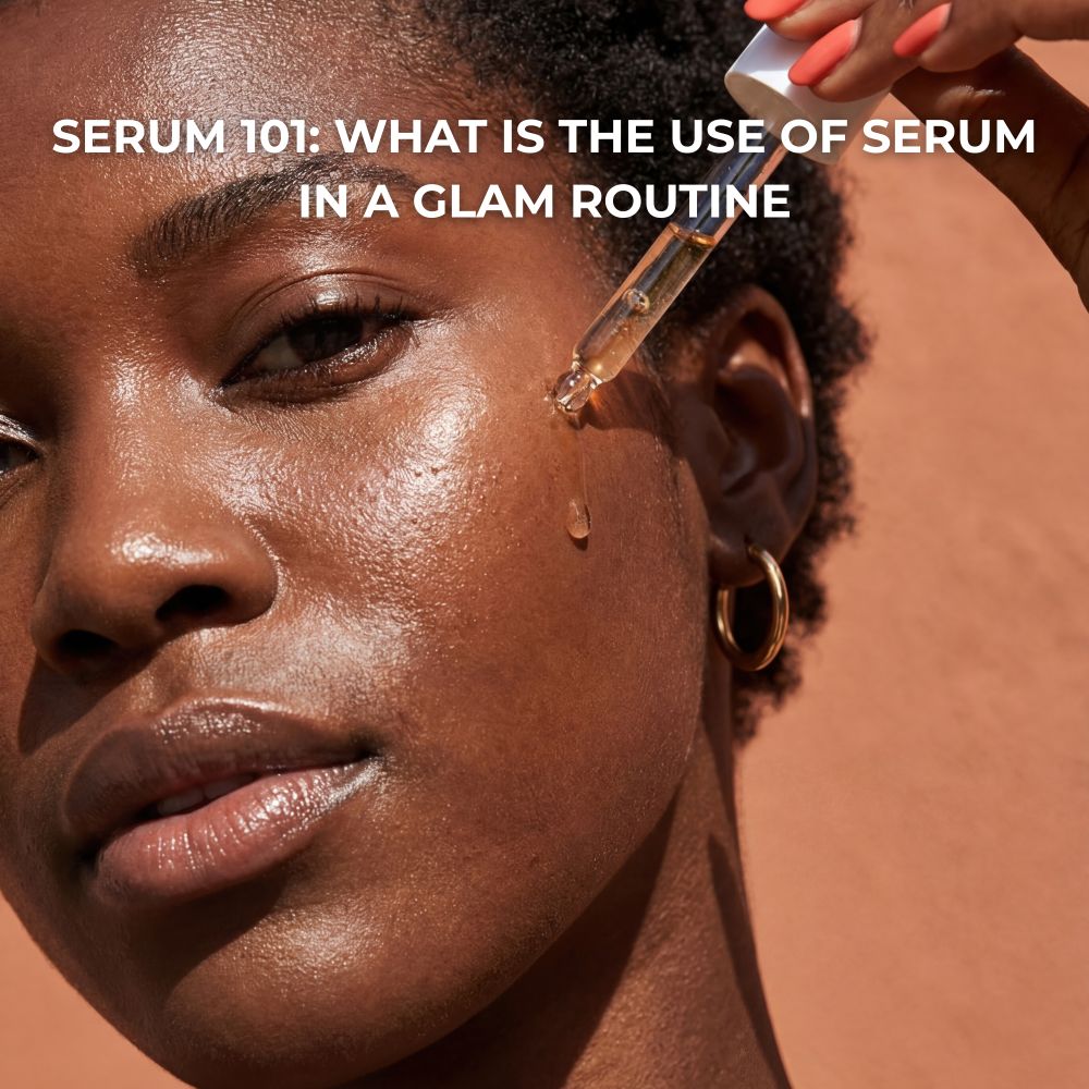 Hydrating face serum applied before makeup for smooth glam base