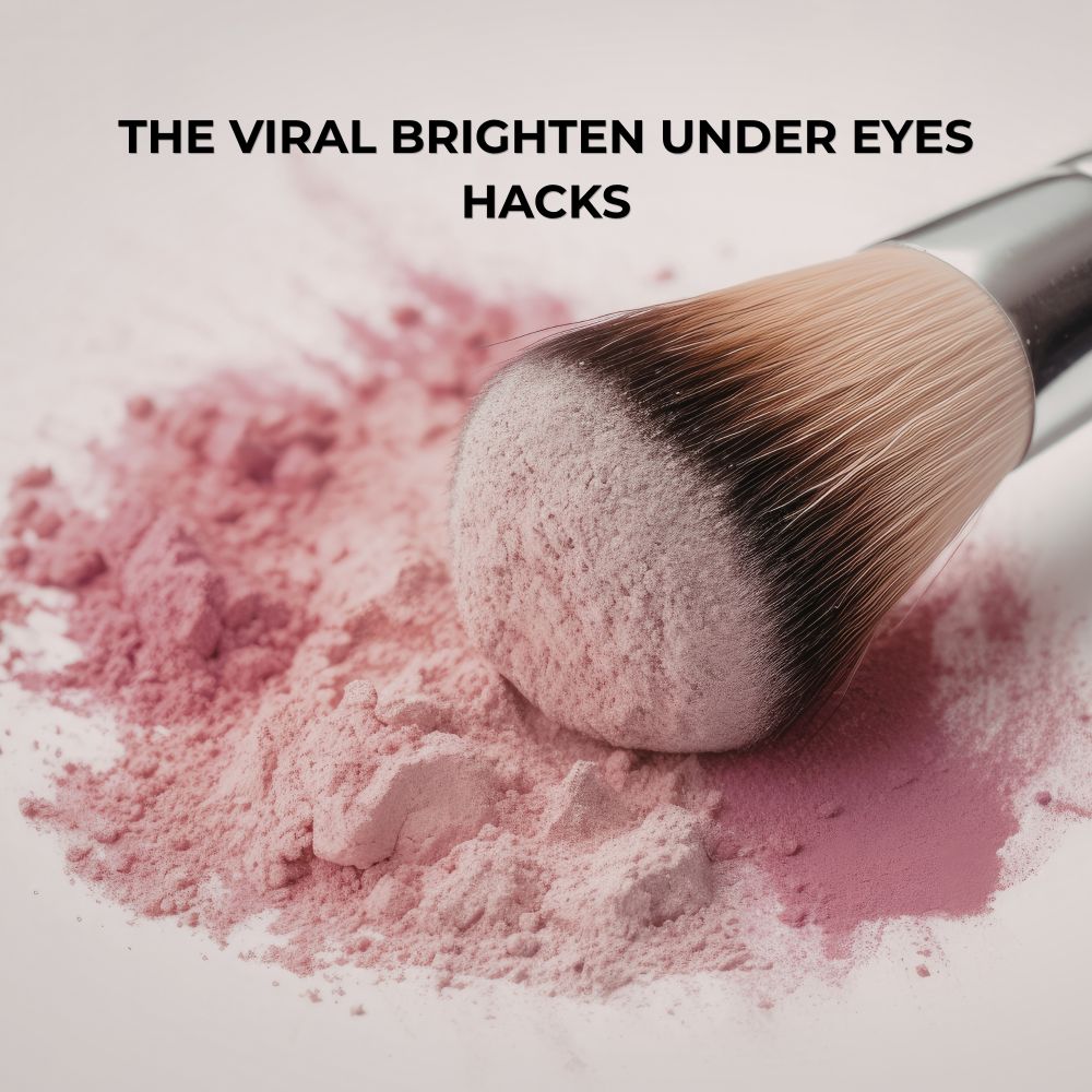 Pink makeup powder and brush