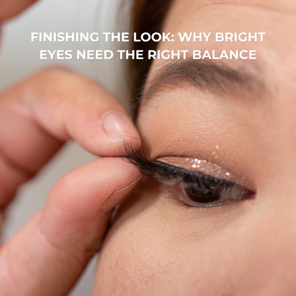 Close up of ladies eye with false lashes