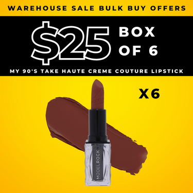 BULK BUY (6 Pack) - HAUTE CRÈME COUTURE Traditional Bullet Lipsticks - MY 90's TAKE