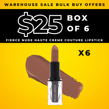 BULK BUY (6 Pack) - HAUTE CRÈME COUTURE Traditional Bullet Lipsticks - FIERCE NUDE