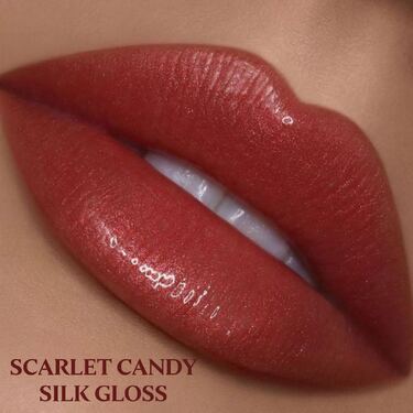 LUXE SILK Lip Gloss - *SCARLET CANDY* (Black Cap)