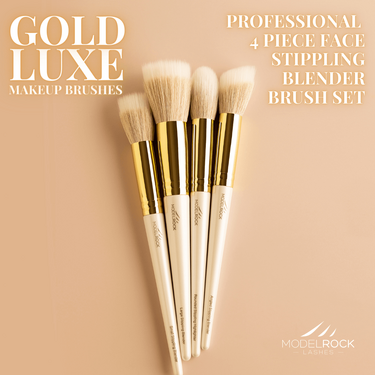 GOLD LUXE - Professional Stippling Blender Brush Set - 4 piece