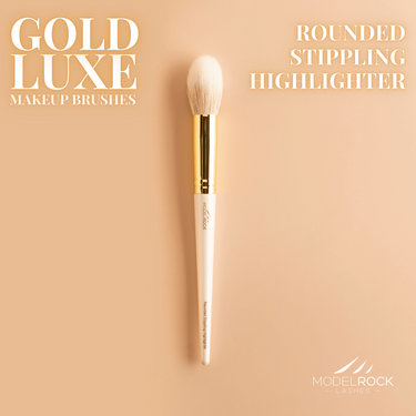 GOLD LUXE Makeup Brush - *Rounded Stippling Highlighter*