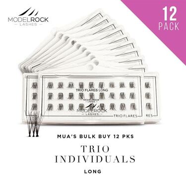 BULK BUY 12 PKS - TRIO Flares Individual Lashes  *LONG 12mm*